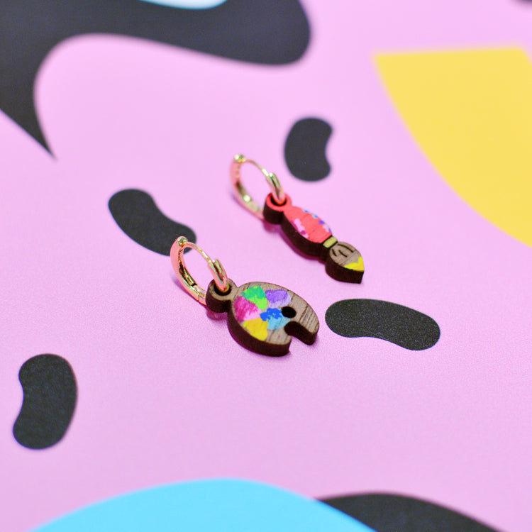 Artist Paint Palette Huggie Earrings
