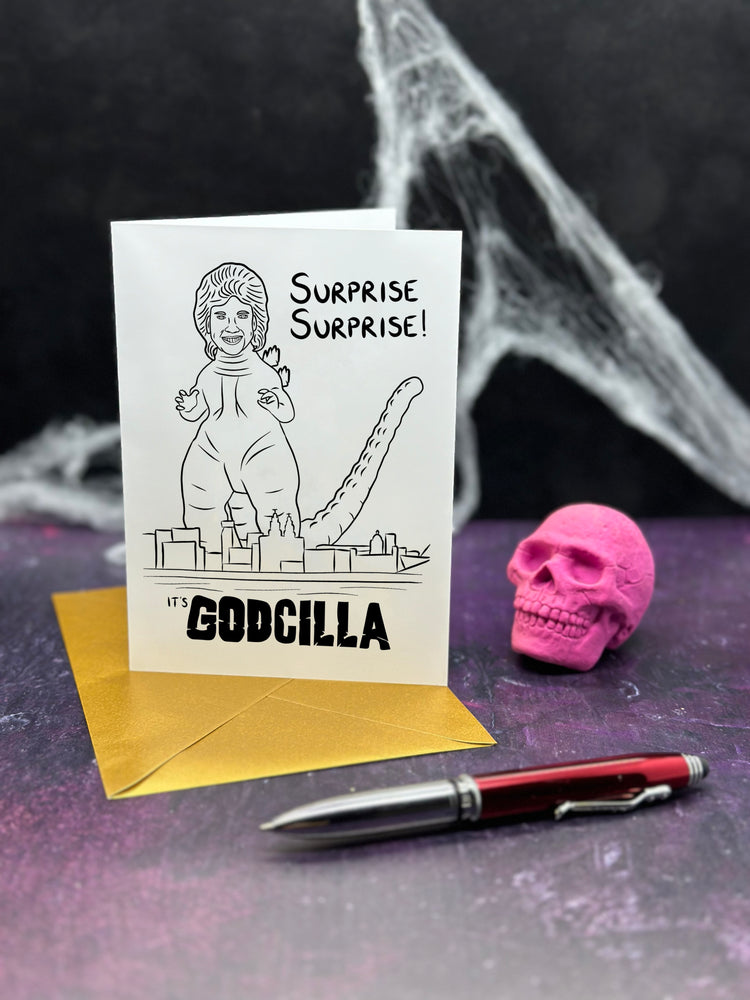 Godcilla Greetings Card