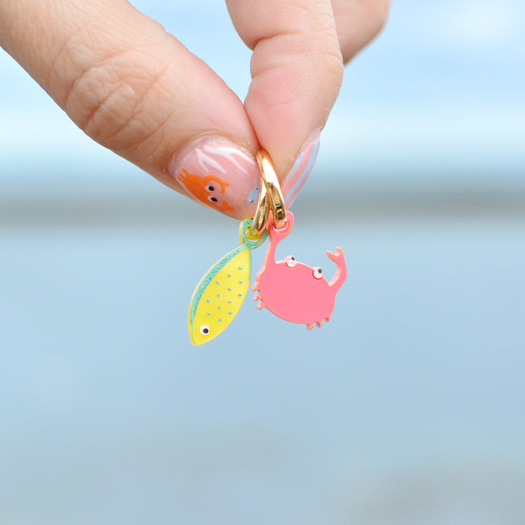 Crab and Fish Huggie Earrings
