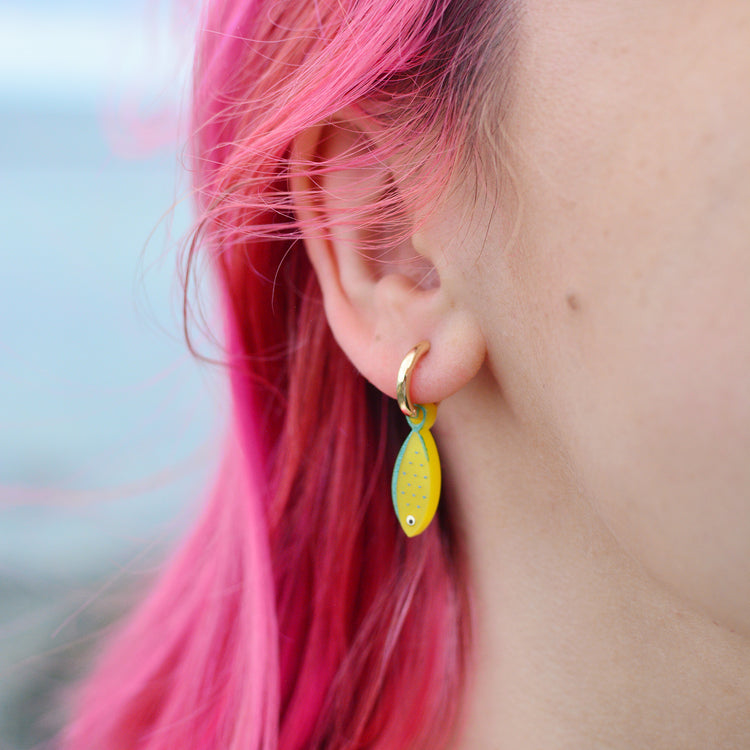 Crab and Fish Huggie Earrings