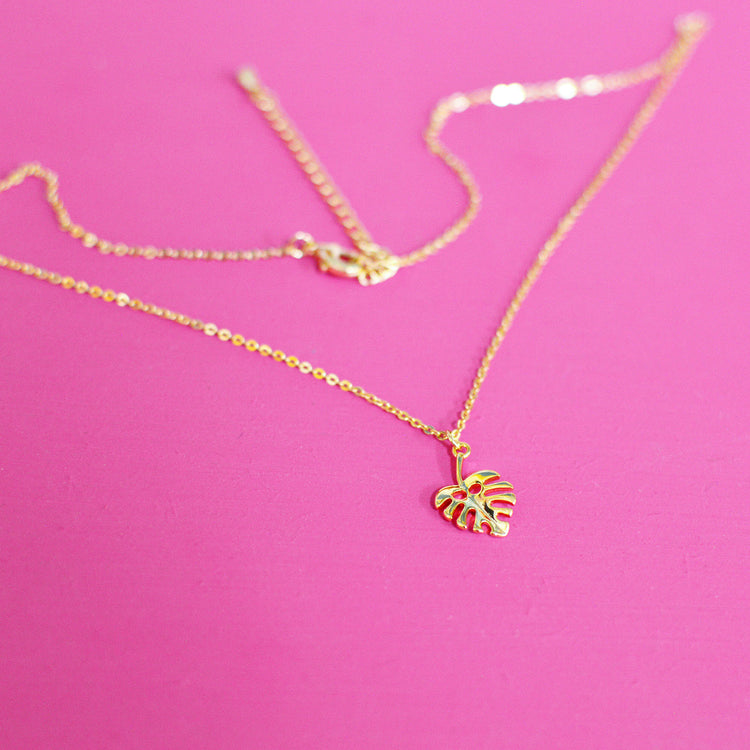 Monstera Leaf Gold Necklace