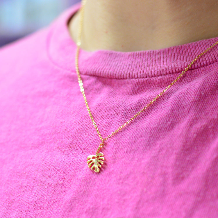 Monstera Leaf Gold Necklace