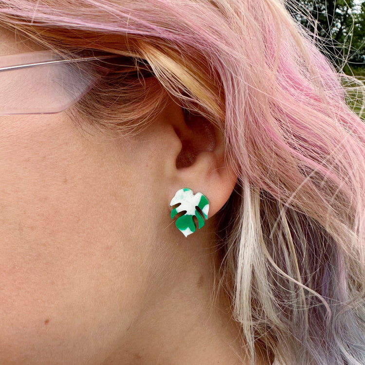 Monstera Stud Earrings