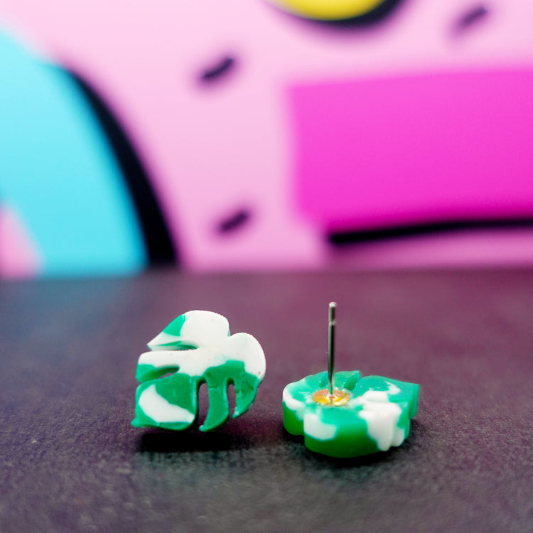 Monstera Stud Earrings