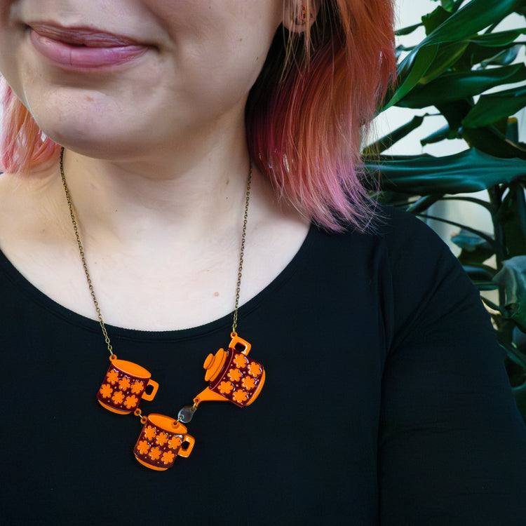 Retro Teaset Statement Necklace
