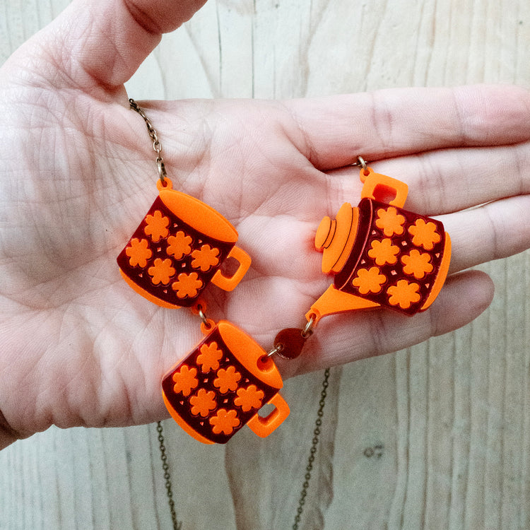Retro Teaset Statement Necklace