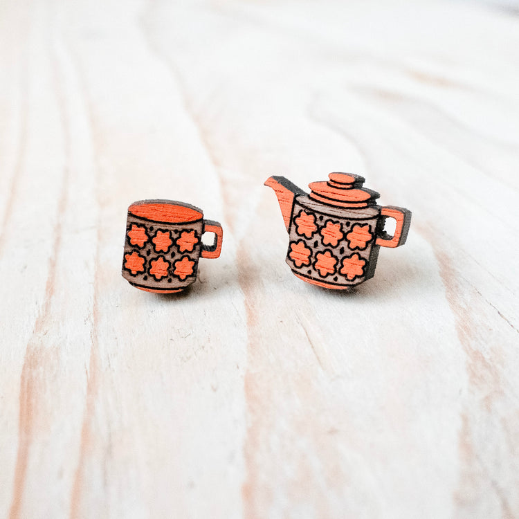 Retro Teaset Stud Earrings