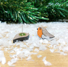 Load image into Gallery viewer, Christmas Robin Stud Earrings

