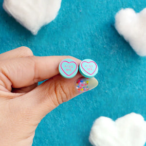 Kiss Me Love Heart Stud Earrings
