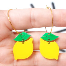Load image into Gallery viewer, Lemon Hoop Earrings
