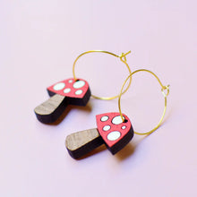 Load image into Gallery viewer, Mushroom Hoop Earrings
