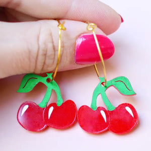 Cherry Hoop Earrings