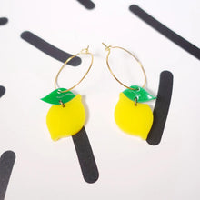 Load image into Gallery viewer, Lemon Hoop Earrings
