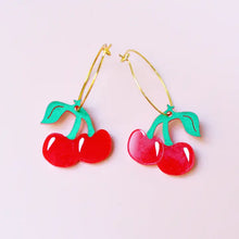 Load image into Gallery viewer, Cherry Hoop Earrings
