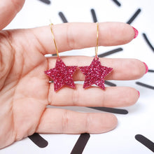 Load image into Gallery viewer, Star Hoop Earrings
