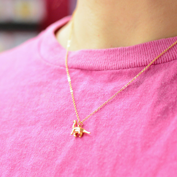Brontosaurus Dinosaur Gold Necklace