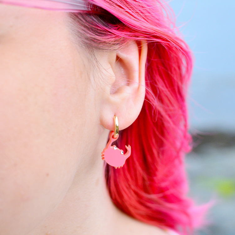 Crab and Fish Huggie Earrings