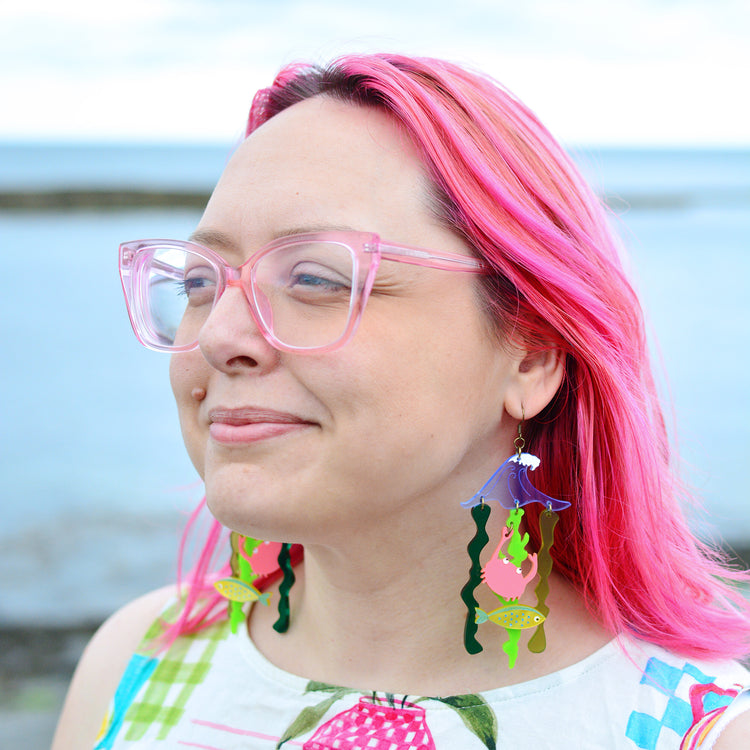 Seaside Crab and Fish Statement Earrings