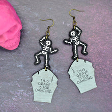 Load image into Gallery viewer, Dancing Skeleton Statement Halloween Earrings
