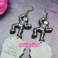 Load image into Gallery viewer, Dancing Skeleton Statement Halloween Earrings
