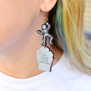 Dancing Skeleton Statement Halloween Earrings