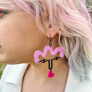 Pink Rinse Face Statement Earrings