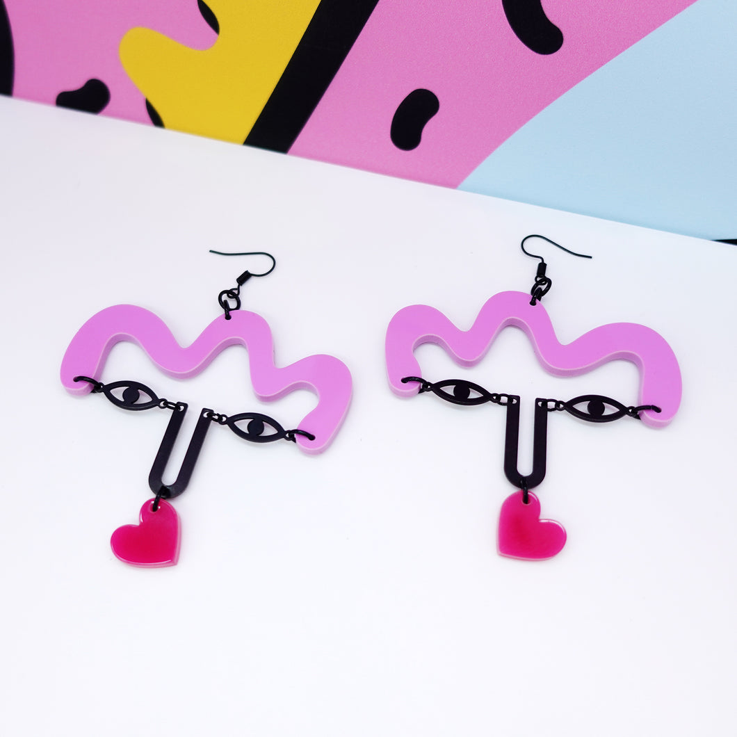 Pink Rinse Face Statement Earrings