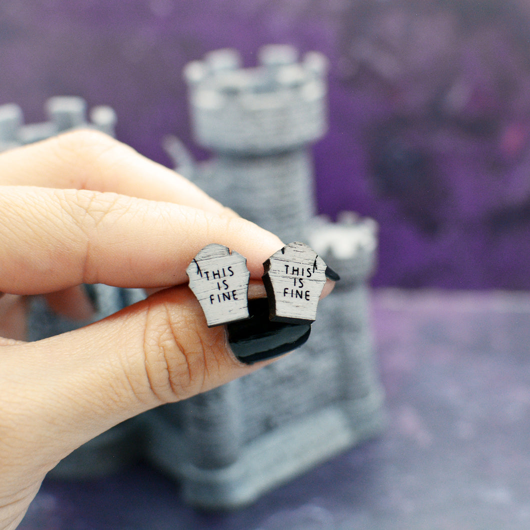 Gravestone Halloween Stud Earrings