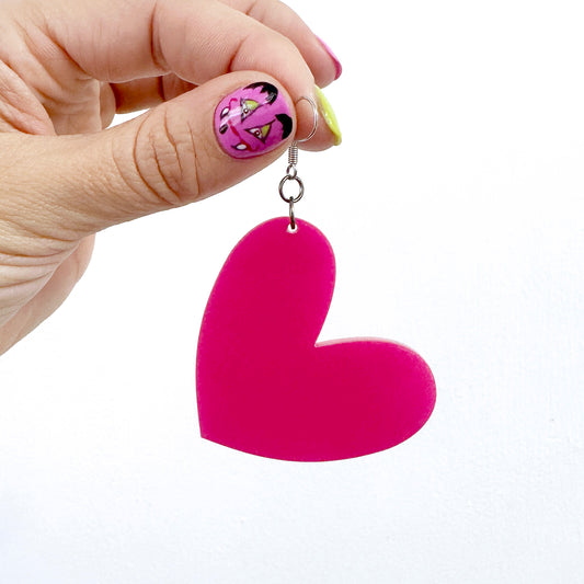 SUPER SECONDS Pink Heart Dangle Earrings