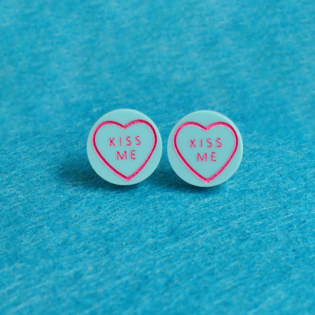 Kiss Me Love Heart Stud Earrings