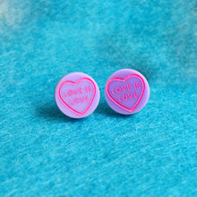 Load image into Gallery viewer, Love is Love Sweetie Heart Stud Earrings
