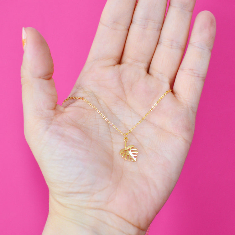 Monstera Leaf Gold Necklace