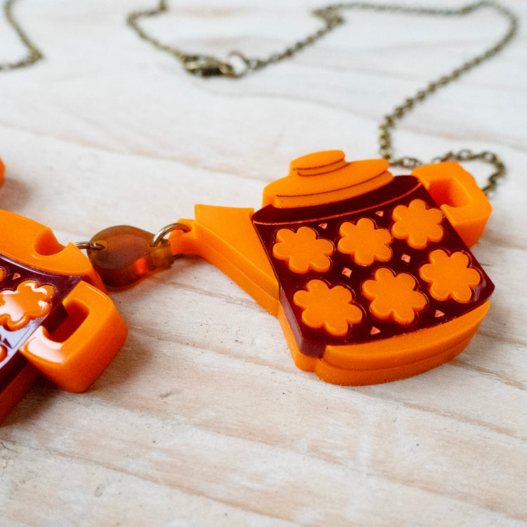 Retro Teaset Statement Necklace