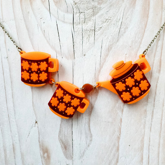 Retro Teaset Statement Necklace