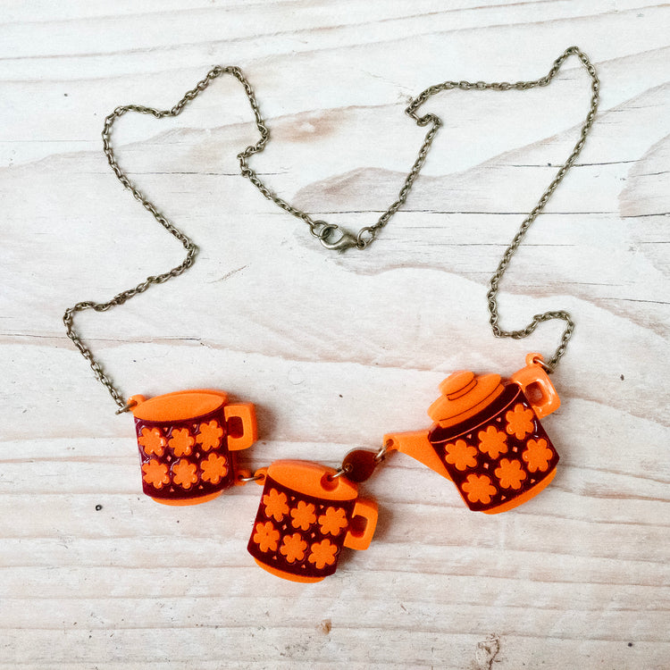 Retro Teaset Statement Necklace