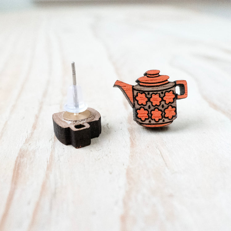 Retro Teaset Stud Earrings