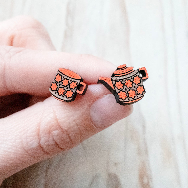Retro Teaset Stud Earrings