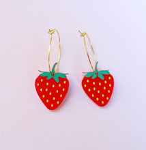 Load image into Gallery viewer, Strawberry Hoop Earrings
