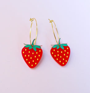 Strawberry Hoop Earrings
