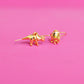 Triceratops Dinosaur Gold Earrings