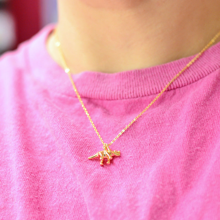 Triceratops Dinosaur Gold Necklace
