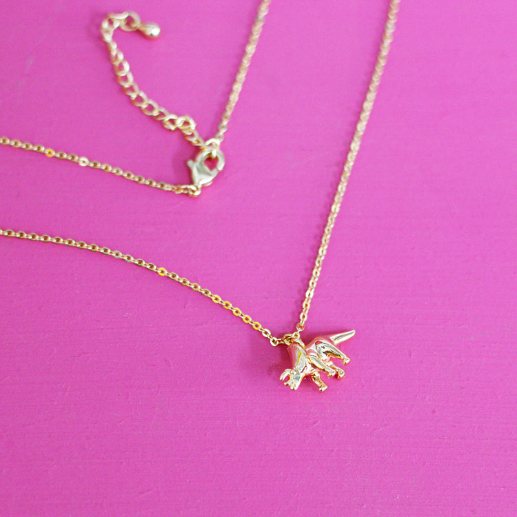 Triceratops Dinosaur Gold Necklace