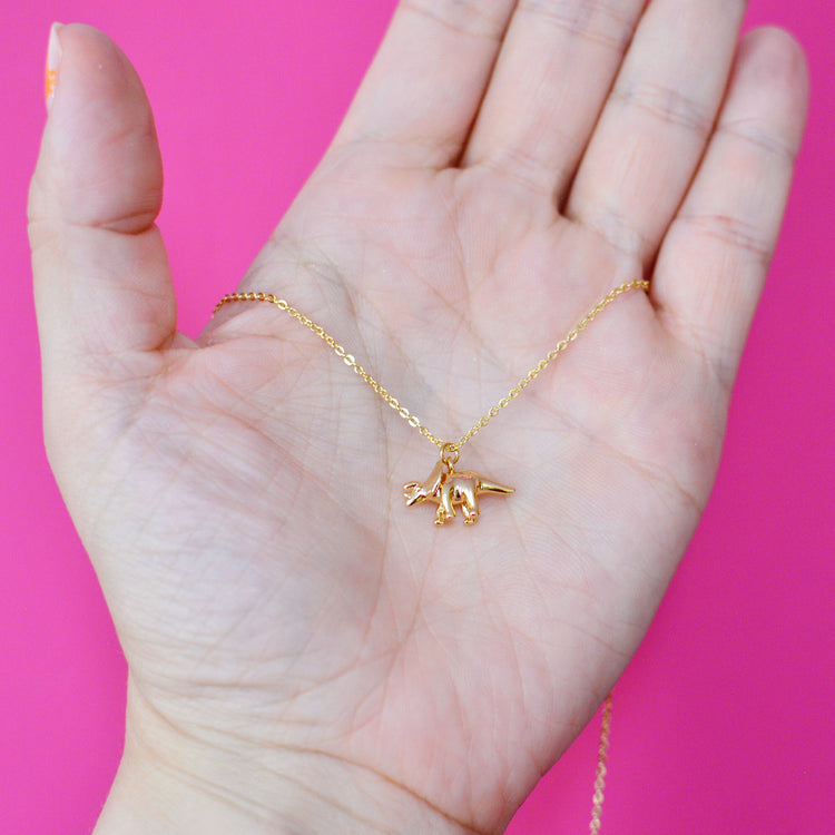 Triceratops Dinosaur Gold Necklace