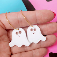 Load image into Gallery viewer, Halloween Ghost Hoop Earrings

