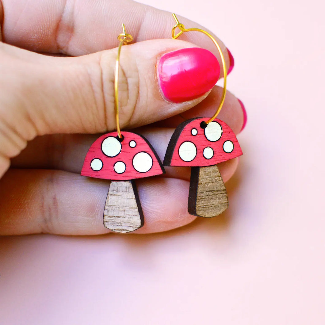 Mushroom Hoop Earrings