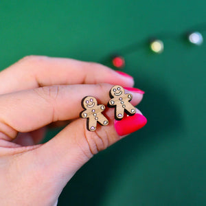 Christmas Gingerbread Man Stud Earrings
