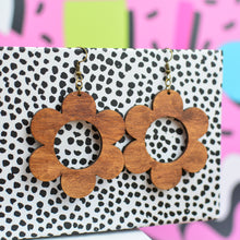 Load image into Gallery viewer, Wooden Daisy Statement Earrings
