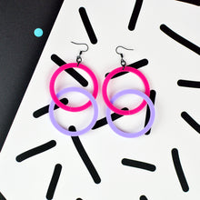 Load image into Gallery viewer, Infinity Hoop Statement Earrings - Pink/Purple
