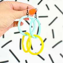 Load image into Gallery viewer, Infinity Hoop Statement Earrings - Mint/Yellow
