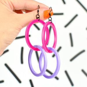 Infinity Hoop Statement Earrings - Pink/Purple